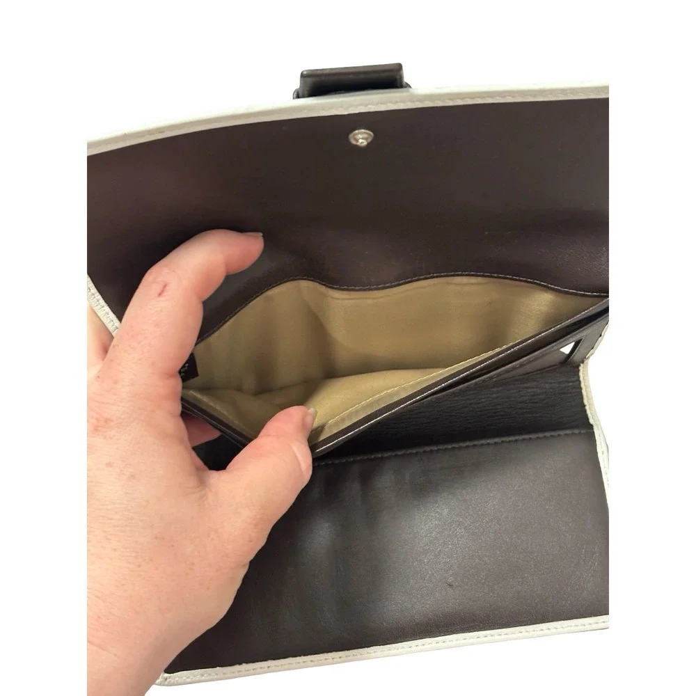 Coach Soho White Leather Buckle Slim Envelope Wallet OS Silver Hardware